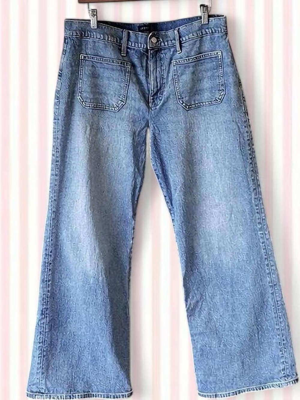 Size 31P J.Crew Slim Wide Leg Jeans Light Wash Patch Pocket CK786